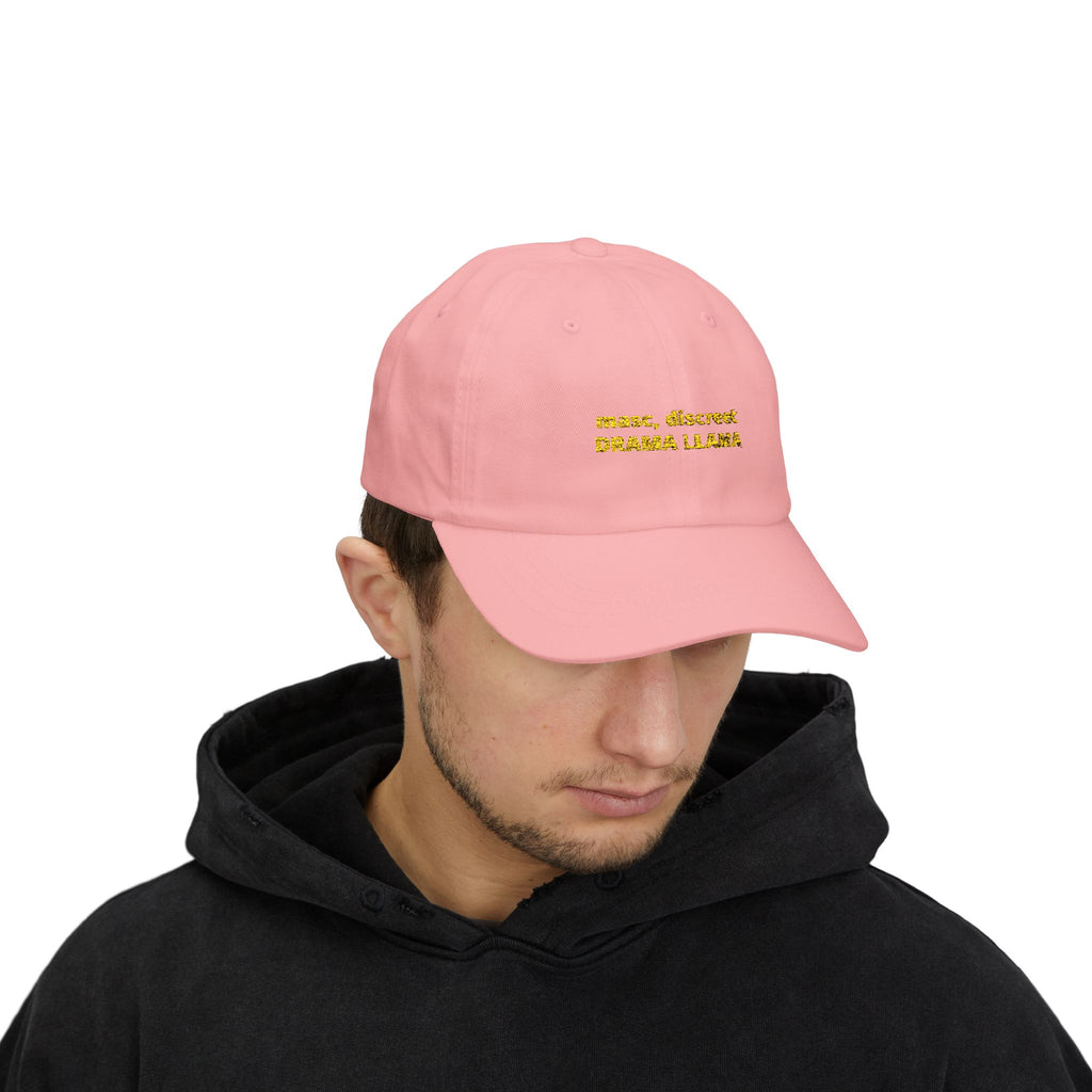 masc. discreet DRAMA LLAMA Dad Cap | Embroidered White Baseball Hat