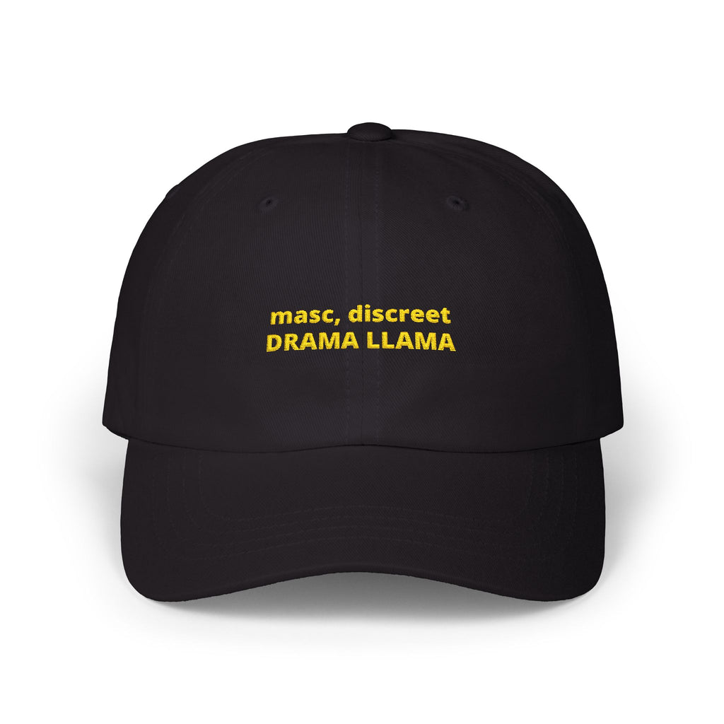 masc. discreet DRAMA LLAMA Dad Cap | Embroidered White Baseball Hat