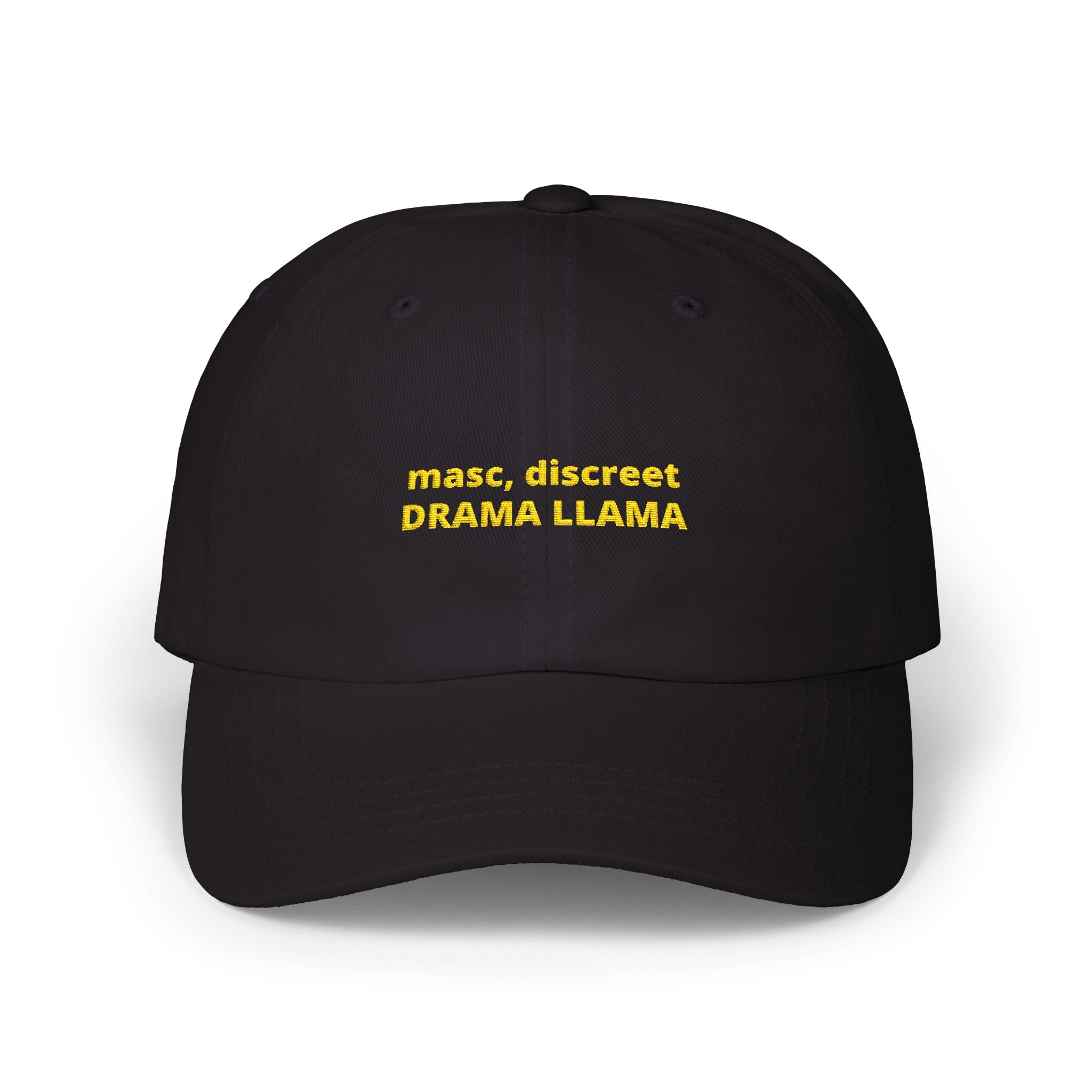 masc. discreet DRAMA LLAMA Dad Cap | Embroidered White Baseball Hat