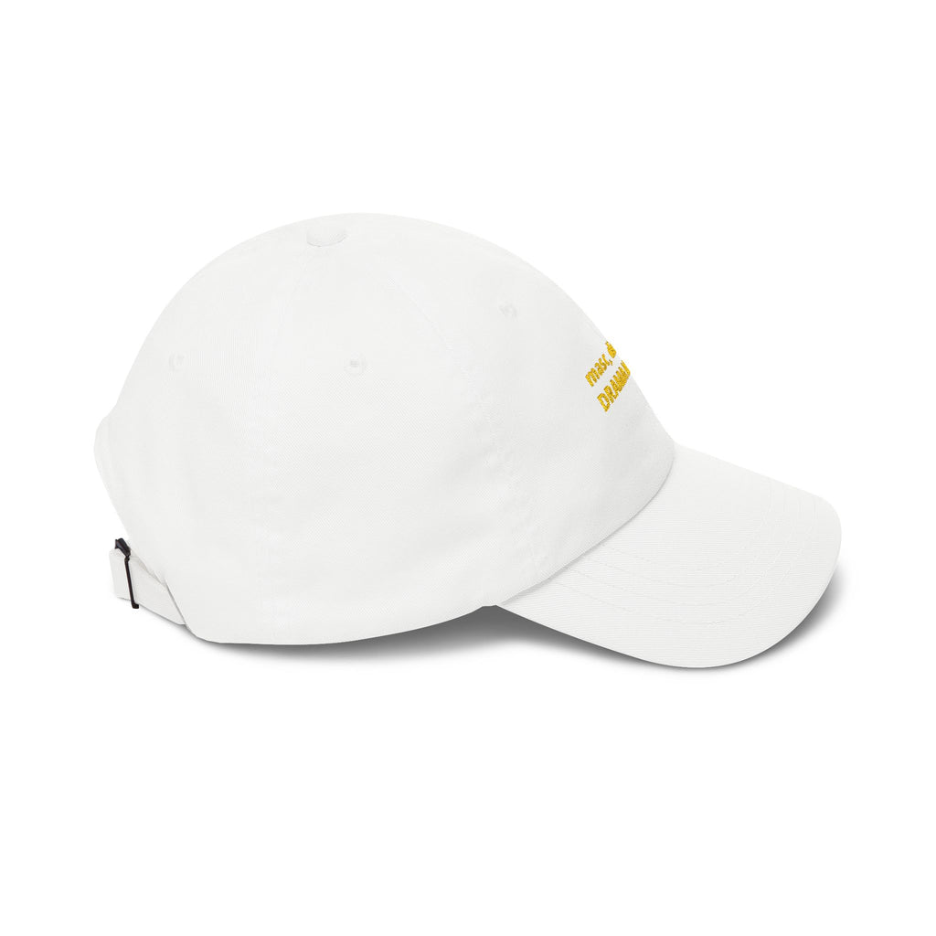 masc. discreet DRAMA LLAMA Dad Cap | Embroidered White Baseball Hat