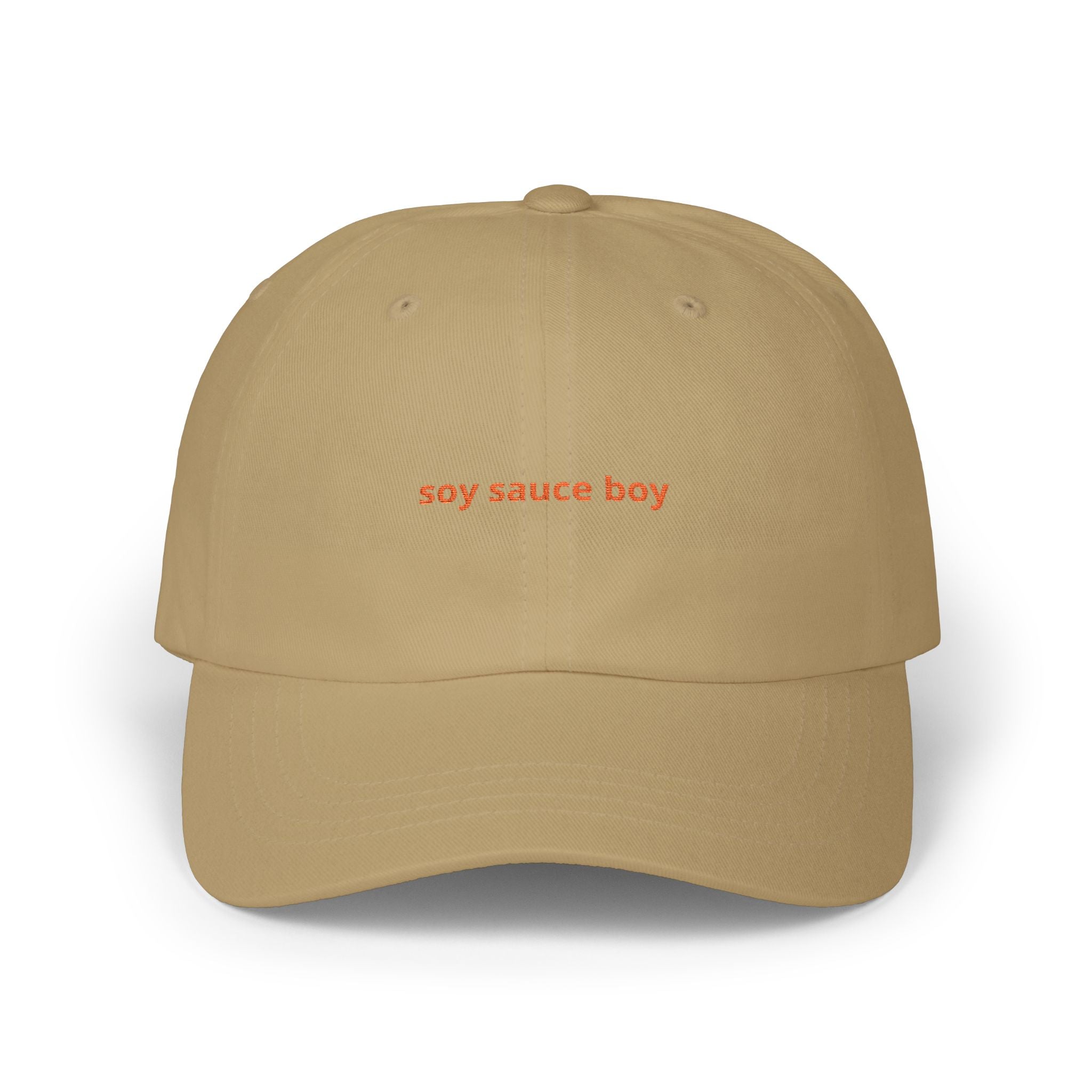 soy sauce boy dad cap | embroidered white baseball hat