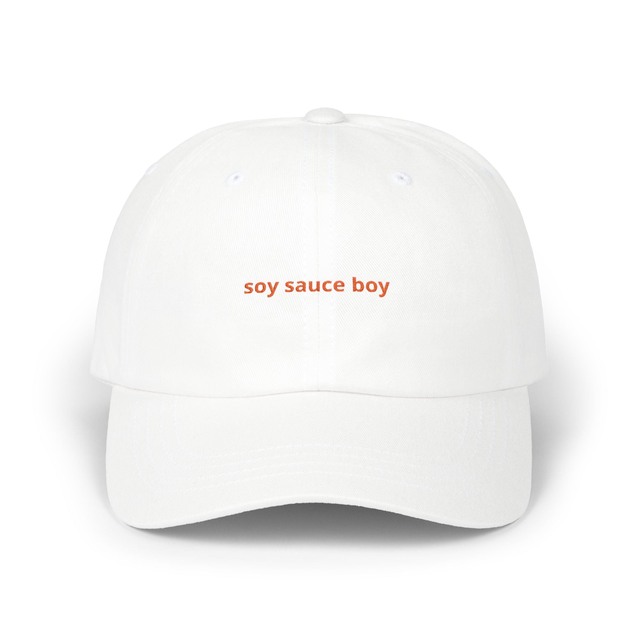 soy sauce boy dad cap | embroidered white baseball hat