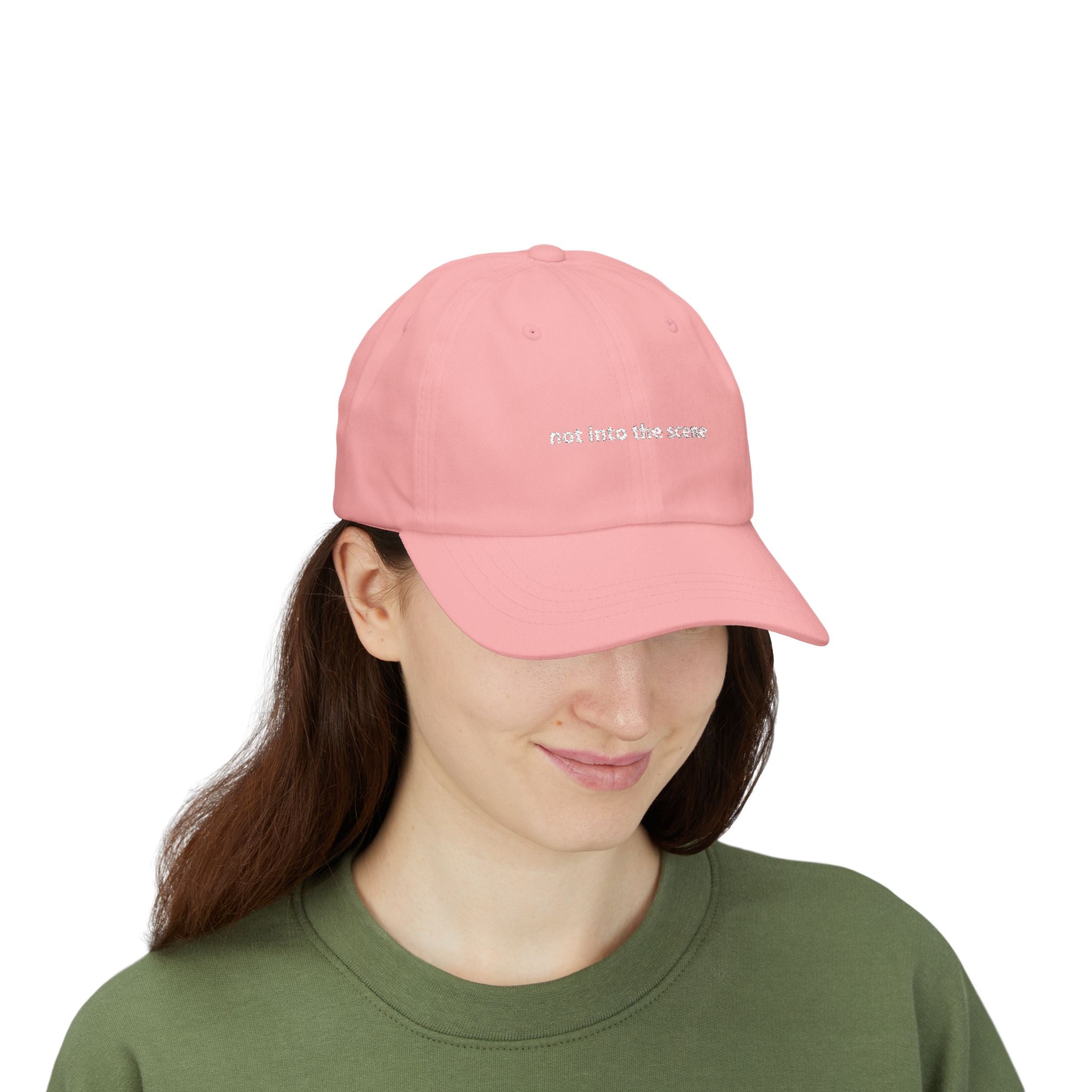 not into the scene Dad Cap | Minimal Embroidered Text Hat