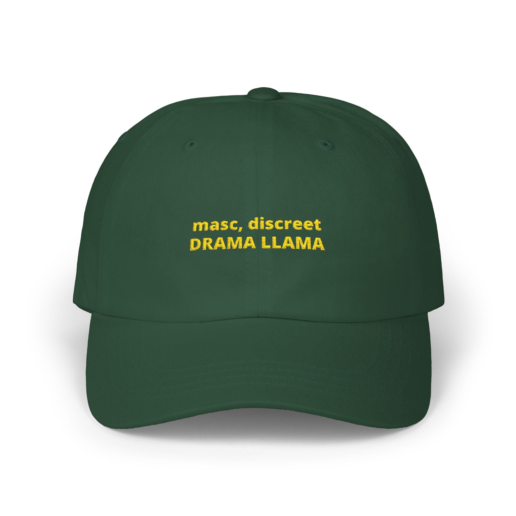 masc. discreet DRAMA LLAMA Dad Cap | Embroidered White Baseball Hat