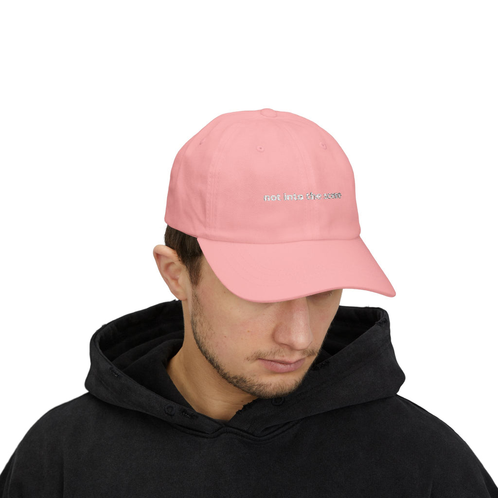 not into the scene Dad Cap | Minimal Embroidered Text Hat