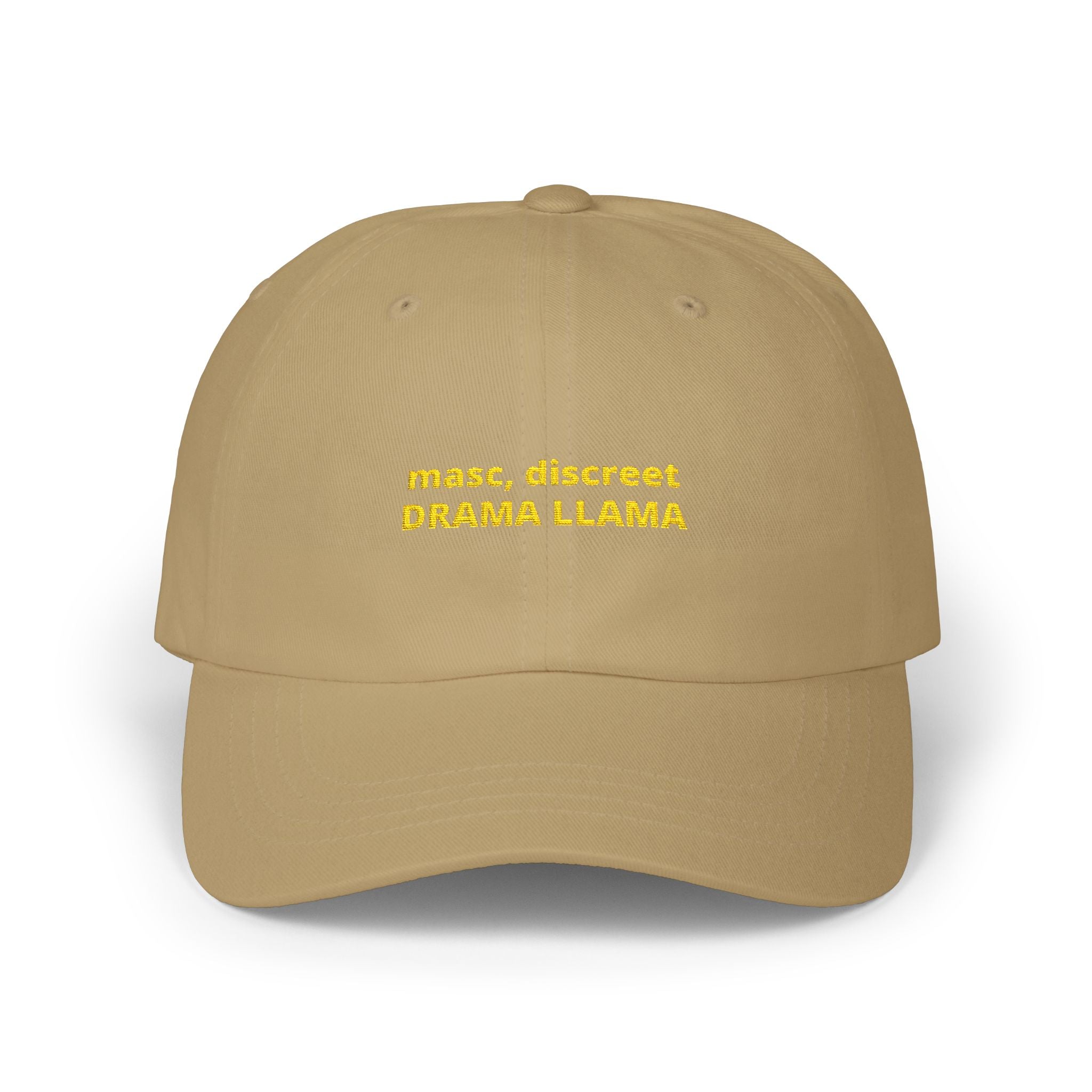 masc. discreet DRAMA LLAMA Dad Cap | Embroidered White Baseball Hat
