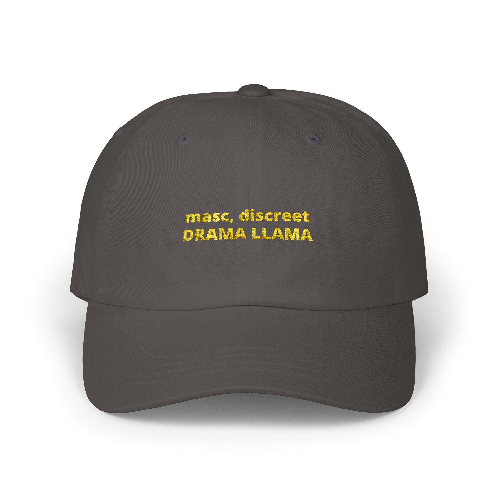 masc. discreet DRAMA LLAMA Dad Cap | Embroidered White Baseball Hat