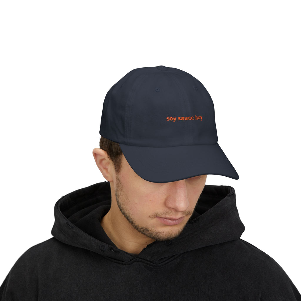 soy sauce boy dad cap | embroidered white baseball hat