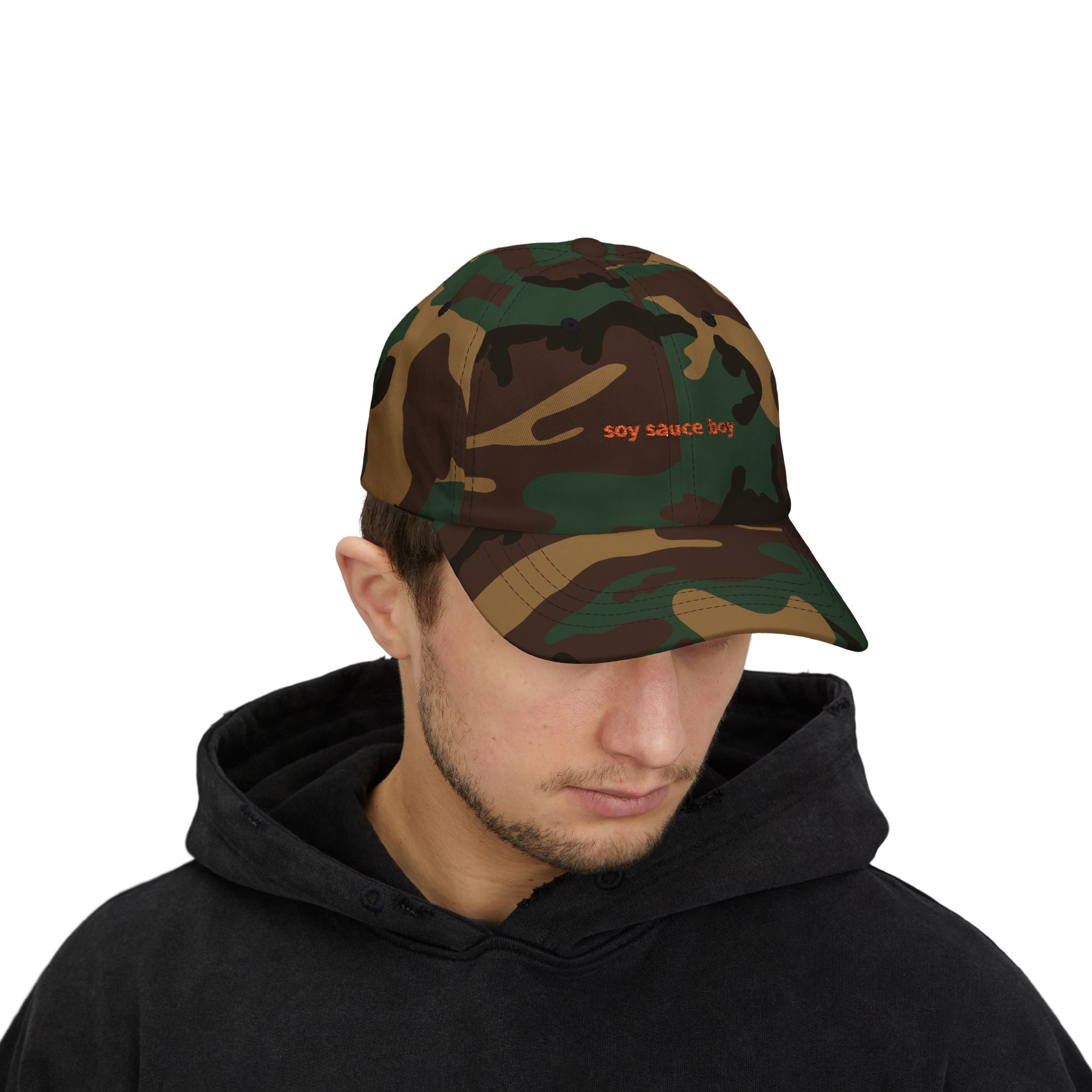 soy sauce boy dad cap | embroidered white baseball hat