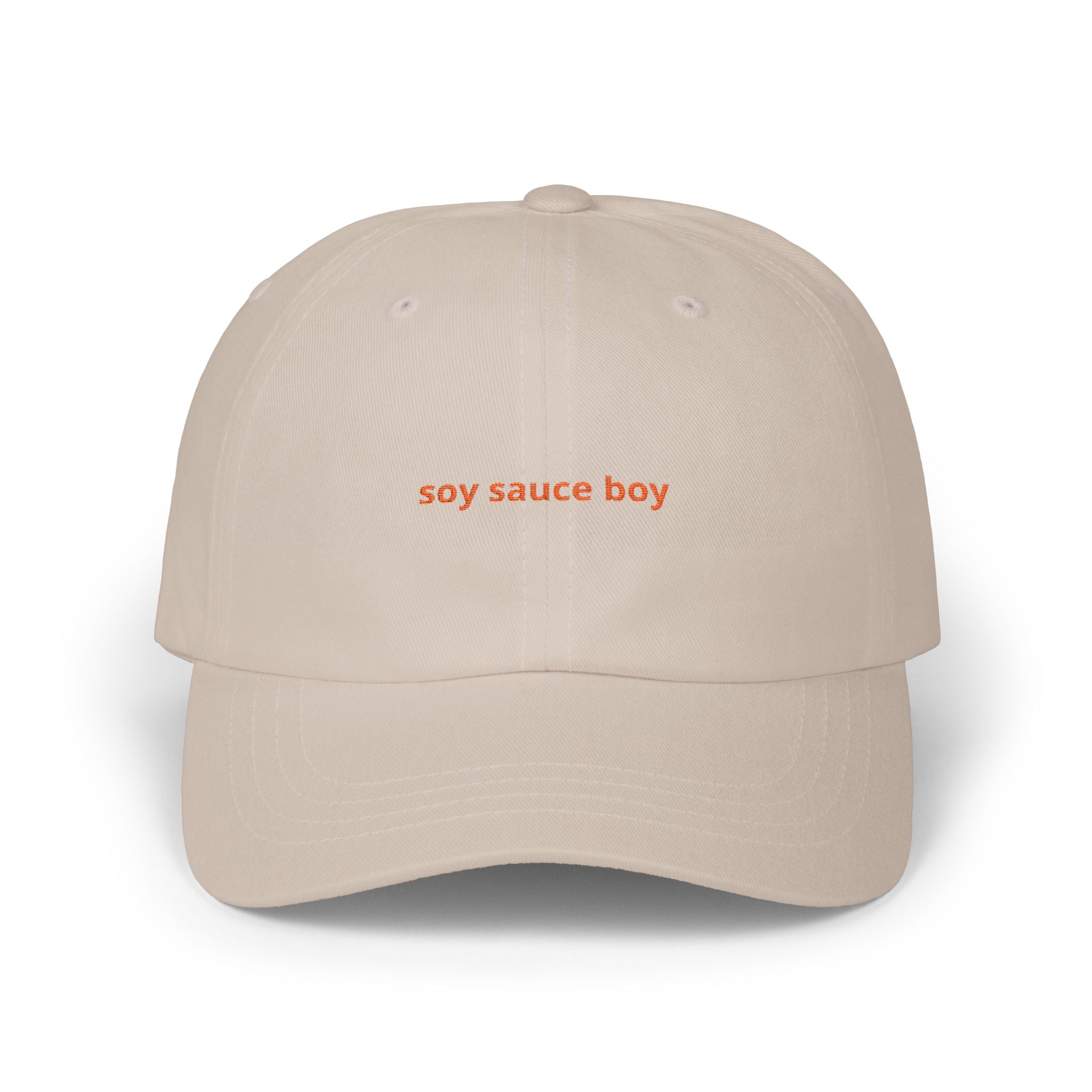 soy sauce boy dad cap | embroidered white baseball hat